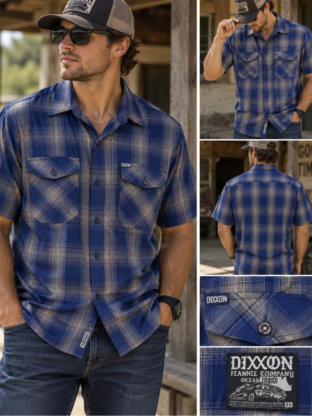 DIXXON Blue Plaid Short Sleeve Work Shirt